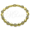 Oro Laminado Tennis Bracelet, Gold Filled Style Teardrop Design, with White Cubic Zirconia, Polished, Golden Finish, 03.213.0327.08