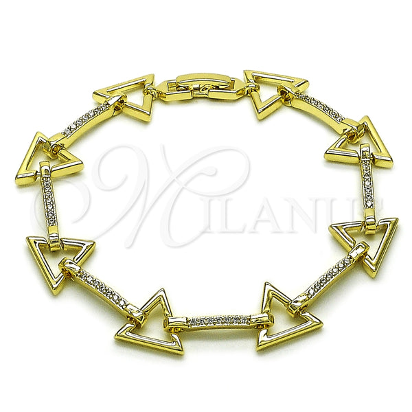 Oro Laminado Tennis Bracelet, Gold Filled Style with White Cubic Zirconia, Polished, Golden Finish, 03.213.0330.07