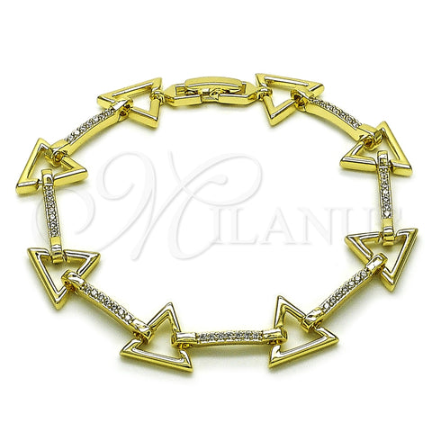 Oro Laminado Tennis Bracelet, Gold Filled Style with White Cubic Zirconia, Polished, Golden Finish, 03.213.0330.07