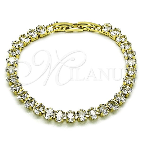 Oro Laminado Tennis Bracelet, Gold Filled Style with White Cubic Zirconia, Polished, Golden Finish, 03.213.0334.07
