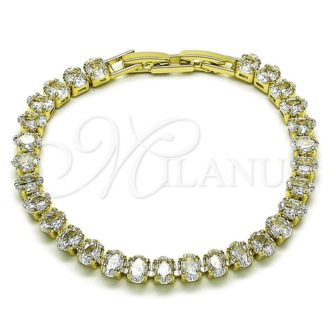 Oro Laminado Tennis Bracelet, Gold Filled Style with White Cubic Zirconia, Polished, Golden Finish, 03.213.0334.07