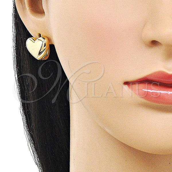 Gold Filled Hoop Earrings — Huggie Hoop Heart Design Polished 02. — alternate product view — SKU 159296 | Oro Laminado aretes de aro — Huggie Hoop corazón diseño pulido 02. — SKU 159296