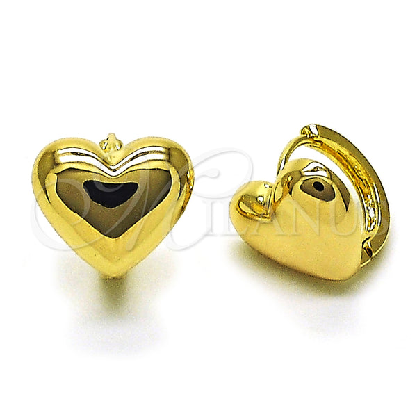 Gold Filled Hoop Earrings — Huggie Hoop Heart Design Polished 02. — main product view — SKU 159296 | Oro Laminado aretes de aro — Huggie Hoop corazón diseño pulido 02. — SKU 159296