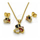 Juego de Arete y Dije de Adulto 10.156.0509 Oro Laminado, Diseño de Nudo, con Zirconia Cubica Blanca y Negro, Pulido, Tono Dorado