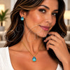 Oro Laminado Earring and Pendant Adult Set, Gold Filled Style Teardrop and Rolo Design, with Blue Topaz Cubic Zirconia, Polished, Golden Finish, 10.156.0510