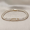 Oro Laminado Fancy Bracelet, Gold Filled Style Paperclip and Rat Tail Design, with White Cubic Zirconia, Polished, Golden Finish, 03.283.0466.07