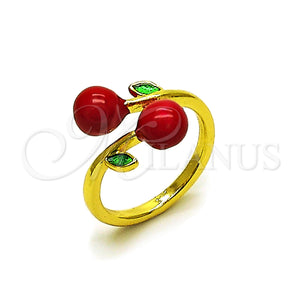 Gold Filled Ring — Elegant Ring Cherry Design Red Enamel 01. One — main product view — SKU 159315 | Oro Laminado anillo — Elegant Ring Cherry diseño Red Enamel 01. One — SKU 159315