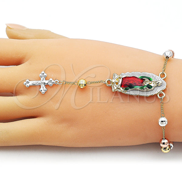 Gold Filled Bracelet — Bracelet Rosary Guadalupe and Cross Design Diamond Cutting — alternate product view — SKU 159324 | Oro Laminado brazalete — Bracelet Rosary Guadalupe and cruz diseño Diamond Cutting — SKU 159324