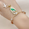 Oro Laminado Bracelet Rosary, Gold Filled Style San Judas and Cross Design, Diamond Cutting Finish, Tricolor, 09.411.0010.07