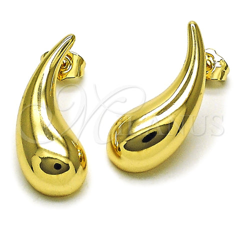 Oro Laminado Stud Earring, Gold Filled Style Teardrop Design, Polished, Golden Finish, 02.195.0352