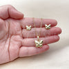 Oro Laminado Earring and Pendant Adult Set, Gold Filled Style Butterfly Design, Polished, Golden Finish, 10.156.0515