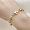 Oro Laminado Fancy Bracelet, Gold Filled Style Star and Hollow Design, Polished, Golden Finish, 03.213.0336.07 (10 MM Thickness, 7 Inches Length)