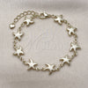 Oro Laminado Fancy Bracelet, Gold Filled Style Star and Hollow Design, Polished, Golden Finish, 03.213.0336.07 (10 MM Thickness, 7 Inches Length)