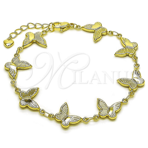 Oro Laminado Fancy Bracelet, Gold Filled Style Butterfly and Hollow Design, Polished, Golden Finish, 03.213.0338.07