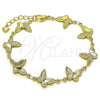 Oro Laminado Fancy Bracelet, Gold Filled Style Butterfly and Hollow Design, Polished, Golden Finish, 03.213.0338.07