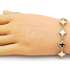 Oro Laminado Fancy Bracelet, Gold Filled Style Four-leaf Clover and Hollow Design, Polished, Golden Finish, 03.213.0341.07