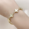 Oro Laminado Fancy Bracelet, Gold Filled Style Four-leaf Clover and Hollow Design, Polished, Golden Finish, 03.213.0341.07