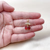 Oro Laminado Fancy Pendant, Gold Filled Style Cherry Design, with Garnet Cubic Zirconia and White Micro Pave, Polished, Golden Finish, 05.313.0003