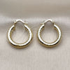 Oro Laminado Small Hoop, Gold Filled Style Hollow Design, Diamond Cutting Finish, Golden Finish, 02.213.0314.25