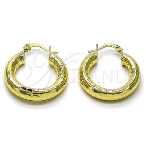 Gold Filled Hoop Earrings — Small Hoop Hollow Design Diamond Cutting 02. — main product view — SKU 159356 | Oro Laminado aretes de aro — aro pequeño Hollow diseño Diamond Cutting 02. — SKU 159356