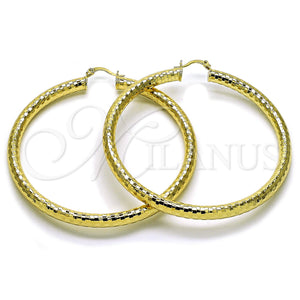 Gold Filled Hoop Earrings — Large Hoop Hollow Design Diamond Cutting 02. — main product view — SKU 159360 | Oro Laminado aretes de aro — Large Hoop Hollow diseño Diamond Cutting 02. — SKU 159360