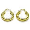 Oro Laminado Small Hoop, Gold Filled Style Hollow Design, Diamond Cutting Finish, Golden Finish, 02.213.0811.25