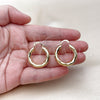Oro Laminado Small Hoop, Gold Filled Style Hollow Design, Diamond Cutting Finish, Golden Finish, 02.213.0811.25
