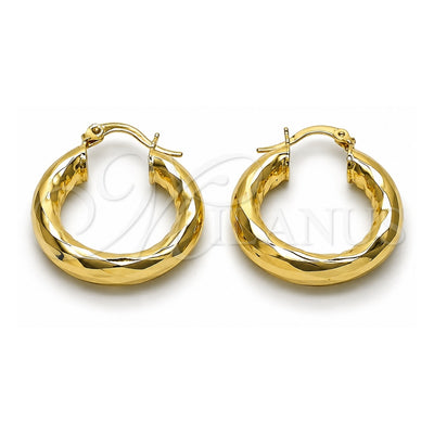 Oro Laminado Small Hoop, Gold Filled Style Hollow Design, Diamond Cutting Finish, Golden Finish, 02.213.0811.25