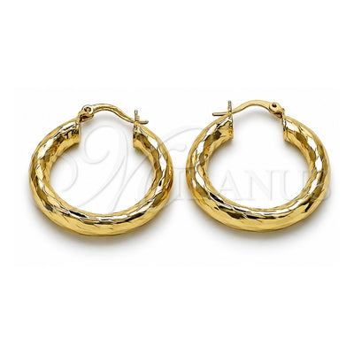 Oro Laminado Medium Hoop, Gold Filled Style Hollow Design, Diamond Cutting Finish, Golden Finish, 02.213.0811.30