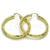 Oro Laminado Large Hoop, Gold Filled Style Hollow Design, Diamond Cutting Finish, Golden Finish, 02.213.0811.50