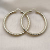 Oro Laminado Large Hoop, Gold Filled Style Hollow Design, Diamond Cutting Finish, Golden Finish, 02.213.0811.60