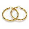 Oro Laminado Extra Large Hoop, Gold Filled Style Hollow Design, Diamond Cutting Finish, Golden Finish, 02.213.0811.70