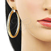 Oro Laminado Large Hoop, Gold Filled Style Hollow Design, Diamond Cutting Finish, Golden Finish, 02.170.0310.60
