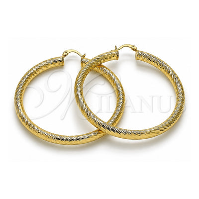 Oro Laminado Large Hoop, Gold Filled Style Hollow Design, Diamond Cutting Finish, Golden Finish, 02.170.0310.60