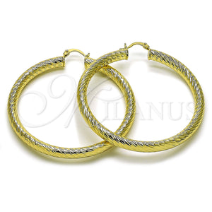 Gold Filled Hoop Earrings — Large Hoop Hollow Design Diamond Cutting 02. — main product view — SKU 159378 | Oro Laminado aretes de aro — Large Hoop Hollow diseño Diamond Cutting 02. — SKU 159378