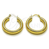 Oro Laminado Medium Hoop, Gold Filled Style Hollow Design, Diamond Cutting Finish, Golden Finish, 02.213.0812.30