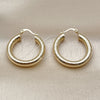 Oro Laminado Medium Hoop, Gold Filled Style Hollow Design, Diamond Cutting Finish, Golden Finish, 02.213.0812.30