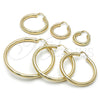 Oro Laminado Medium Hoop, Gold Filled Style Hollow Design, Diamond Cutting Finish, Golden Finish, 02.213.0812.40