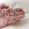Oro Laminado Large Hoop, Gold Filled Style Hollow Design, Diamond Cutting Finish, Golden Finish, 02.213.0812.50