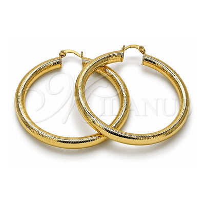 Oro Laminado Large Hoop, Gold Filled Style Hollow Design, Diamond Cutting Finish, Golden Finish, 02.213.0812.50