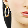 Oro Laminado Medium Hoop, Gold Filled Style Hollow Design, Diamond Cutting Finish, Tricolor, 02.213.0311.1.40