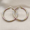 Oro Laminado Large Hoop, Gold Filled Style Hollow Design, Diamond Cutting Finish, Tricolor, 02.213.0311.1.60