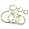 Oro Laminado Medium Hoop, Gold Filled Style Hollow Design, Diamond Cutting Finish, Tricolor, 02.213.0312.1.25