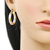 Oro Laminado Medium Hoop, Gold Filled Style Hollow Design, Diamond Cutting Finish, Tricolor, 02.213.0312.1.30