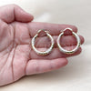 Oro Laminado Medium Hoop, Gold Filled Style Hollow Design, Diamond Cutting Finish, Tricolor, 02.213.0312.1.30