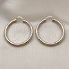 Oro Laminado Medium Hoop, Gold Filled Style Hollow Design, Diamond Cutting Finish, Tricolor, 02.213.0312.1.50