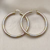 Oro Laminado Medium Hoop, Gold Filled Style Hollow Design, Diamond Cutting Finish, Tricolor, 02.213.0312.1.60