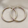 Oro Laminado Extra Large Hoop, Gold Filled Style Hollow Design, Diamond Cutting Finish, Tricolor, 02.213.0312.1.70