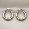 Oro Laminado Medium Hoop, Gold Filled Style Hollow Design, Diamond Cutting Finish, Tricolor, 02.213.0313.1.25