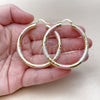 Oro Laminado Large Hoop, Gold Filled Style Hollow Design, Diamond Cutting Finish, Tricolor, 02.213.0313.1.50